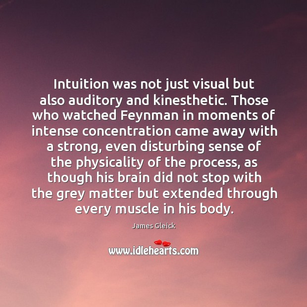 Intuition was not just visual but also auditory and kinesthetic. Those who James Gleick Picture Quote