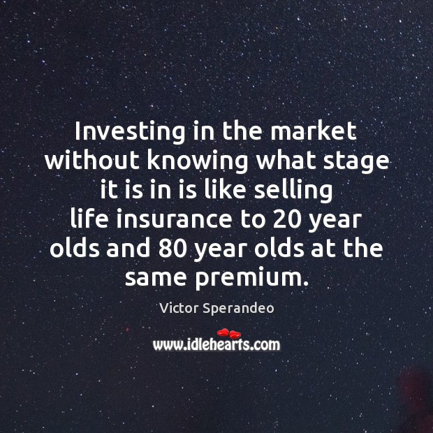 Investing in the market without knowing what stage it is in is Victor Sperandeo Picture Quote