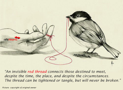 An invisible red thread connects those who are destined to meet. Image