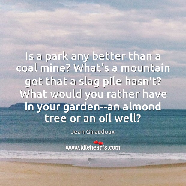 Is a park any better than a coal mine? What’s a mountain Jean Giraudoux Picture Quote