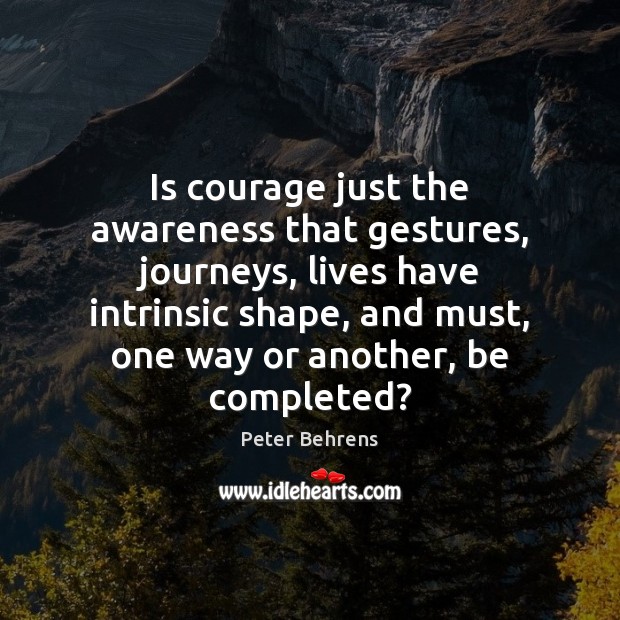 Is courage just the awareness that gestures, journeys, lives have intrinsic shape, Image