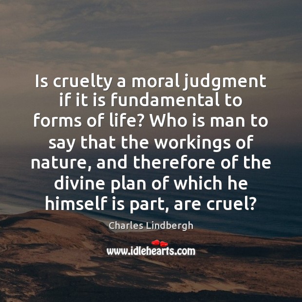 Is cruelty a moral judgment if it is fundamental to forms of Charles Lindbergh Picture Quote