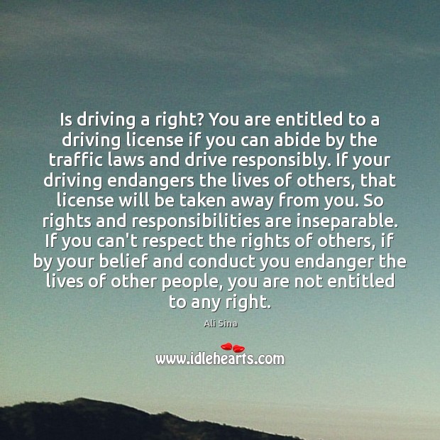 Is driving a right? You are entitled to a driving license if Ali Sina Picture Quote