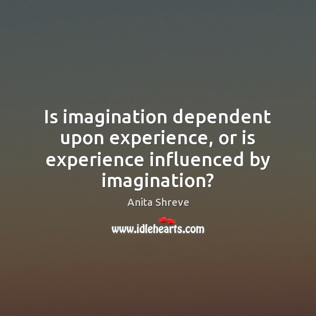 Is imagination dependent upon experience, or is experience influenced by imagination? Anita Shreve Picture Quote