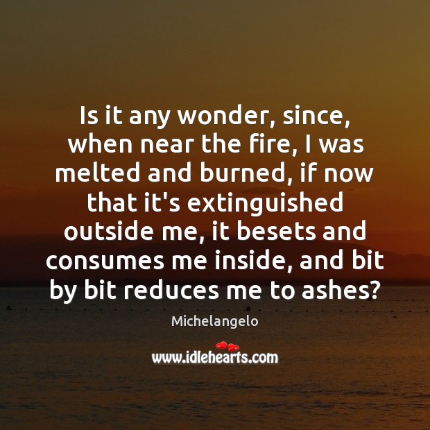 Is it any wonder, since, when near the fire, I was melted Michelangelo Picture Quote