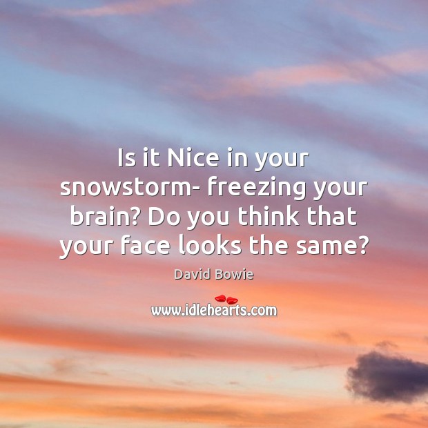 Is it Nice in your snowstorm- freezing your brain? Do you think David Bowie Picture Quote