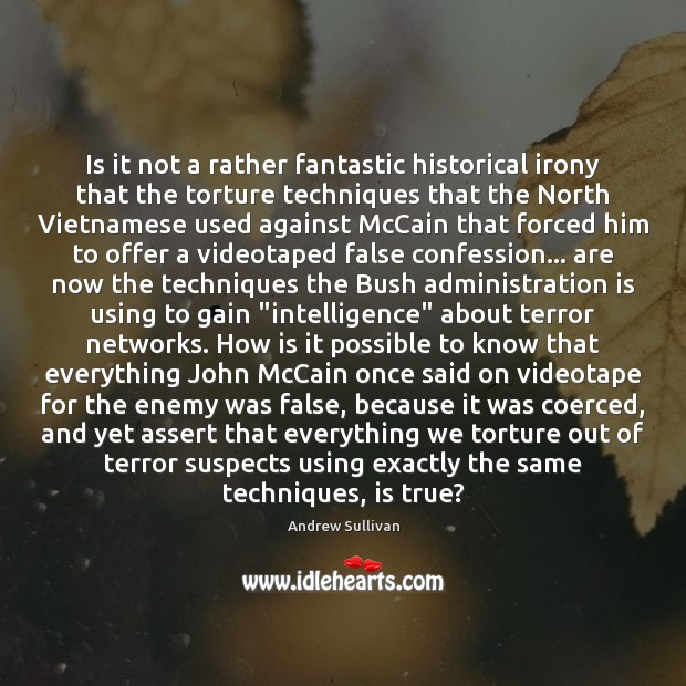 Is it not a rather fantastic historical irony that the torture techniques Andrew Sullivan Picture Quote
