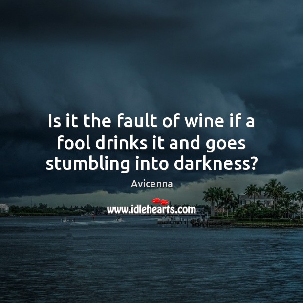 Is it the fault of wine if a fool drinks it and goes stumbling into darkness? 