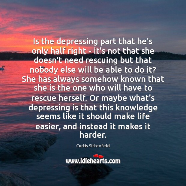 Is the depressing part that he’s only half right – it’s not Curtis Sittenfeld Picture Quote