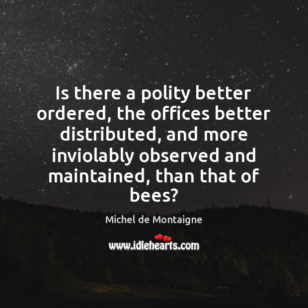 Is there a polity better ordered, the offices better distributed, and more Michel de Montaigne Picture Quote