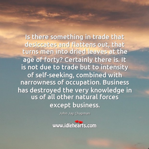 Is there something in trade that desiccates and flattens out John Jay Chapman Picture Quote
