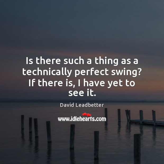 Is there such a thing as a technically perfect swing? If there is, I have yet to see it. David Leadbetter Picture Quote