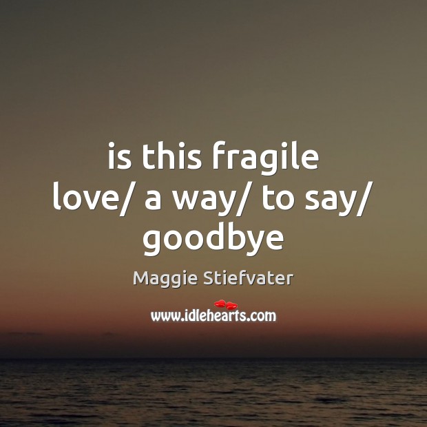 Is this fragile love/ a way/ to say/ goodbye Maggie Stiefvater Picture Quote