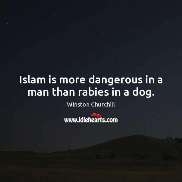 Islam is more dangerous in a man than rabies in a dog. Winston Churchill Picture Quote