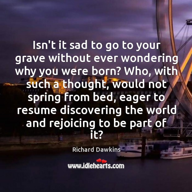 Isn’t it sad to go to your grave without ever wondering why Richard Dawkins Picture Quote