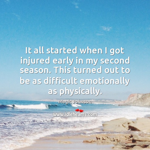 It all started when I got injured early in my second season. Image