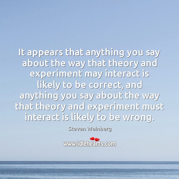 It appears that anything you say about the way that theory and Image