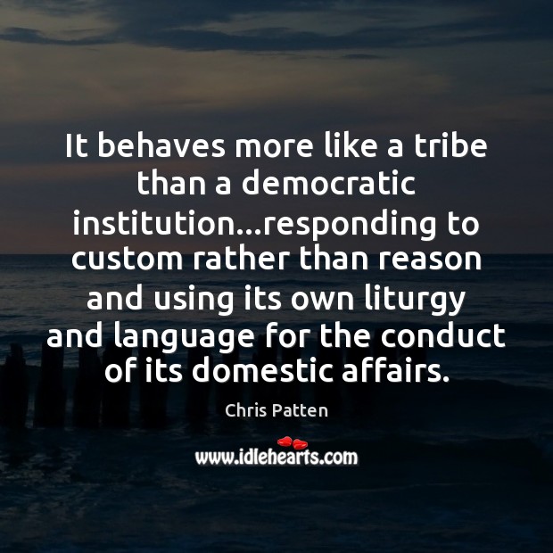 It behaves more like a tribe than a democratic institution…responding to Image