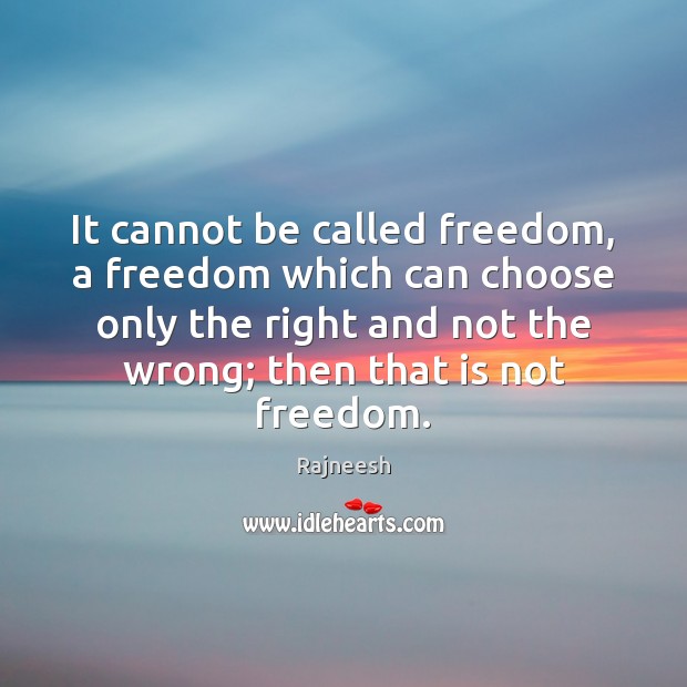 It cannot be called freedom, a freedom which can choose only the Image