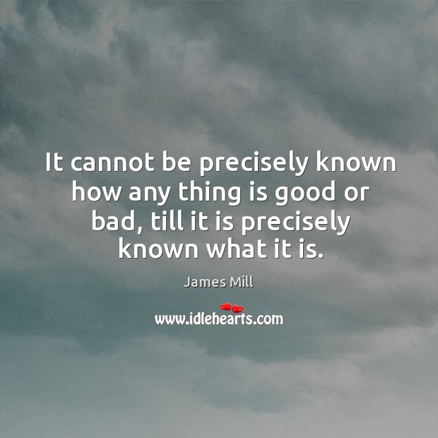 It cannot be precisely known how any thing is good or bad, till it is precisely known what it is. Image