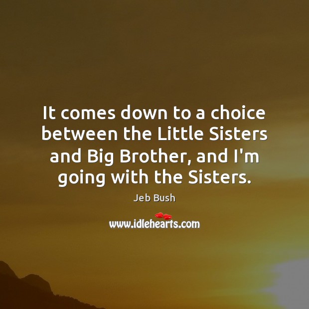 It comes down to a choice between the Little Sisters and Big Brother Quotes Image