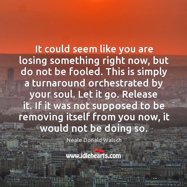 It could seem like you are losing something right now, but do Neale Donald Walsch Picture Quote