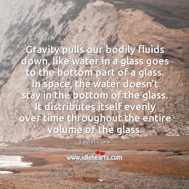 It distributes itself evenly over time throughout the entire volume of the glass. Laurel Clark Picture Quote