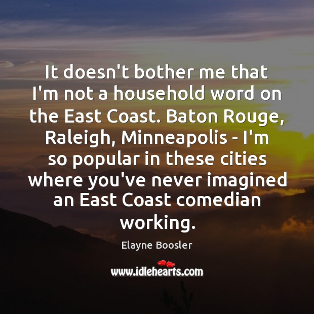 It doesn’t bother me that I’m not a household word on the Elayne Boosler Picture Quote