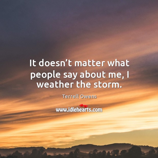 It doesn’t matter what people say about me, I weather the storm. Terrell Owens Picture Quote