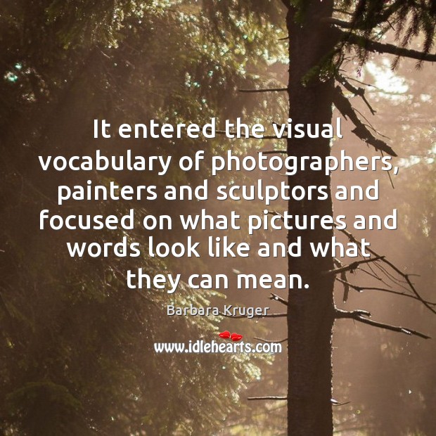 It entered the visual vocabulary of photographers, painters and sculptors and focused Barbara Kruger Picture Quote