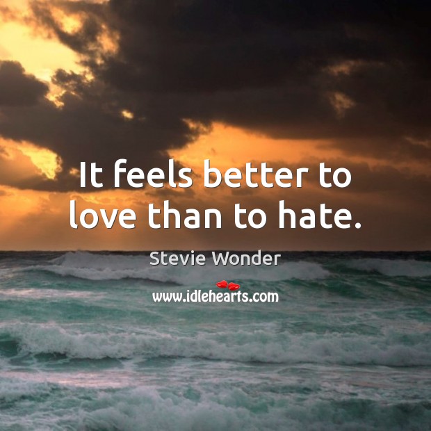 It feels better to love than to hate. Stevie Wonder Picture Quote