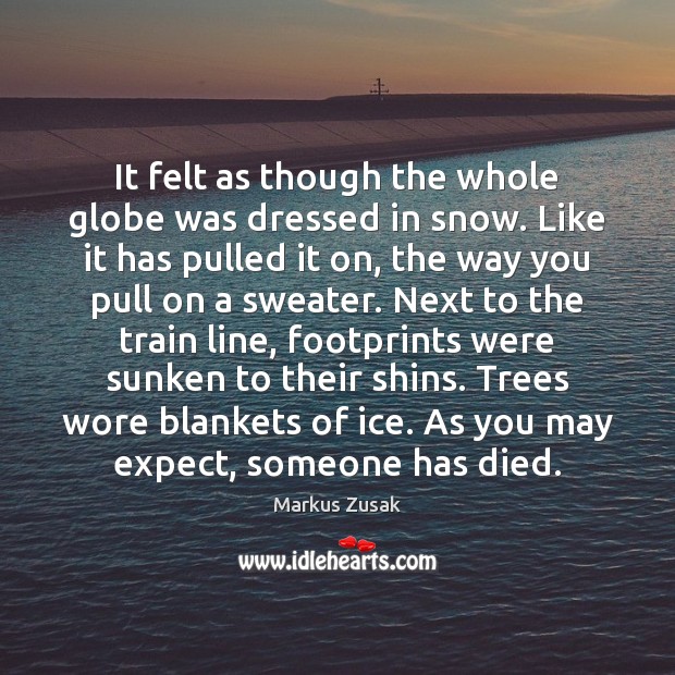 It felt as though the whole globe was dressed in snow. Like Markus Zusak Picture Quote