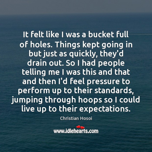 It felt like I was a bucket full of holes. Things kept Christian Hosoi Picture Quote