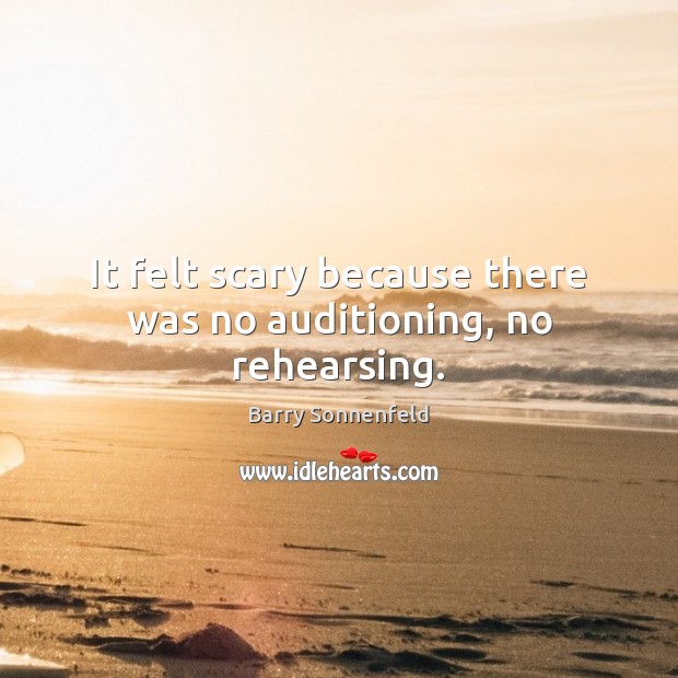 It felt scary because there was no auditioning, no rehearsing. Barry Sonnenfeld Picture Quote