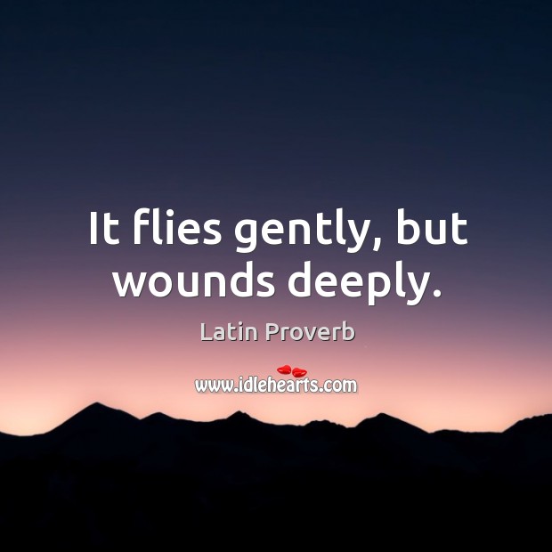 It flies gently, but wounds deeply. Image