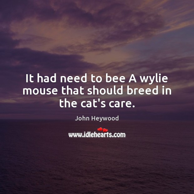 It had need to bee A wylie mouse that should breed in the cat’s care. John Heywood Picture Quote