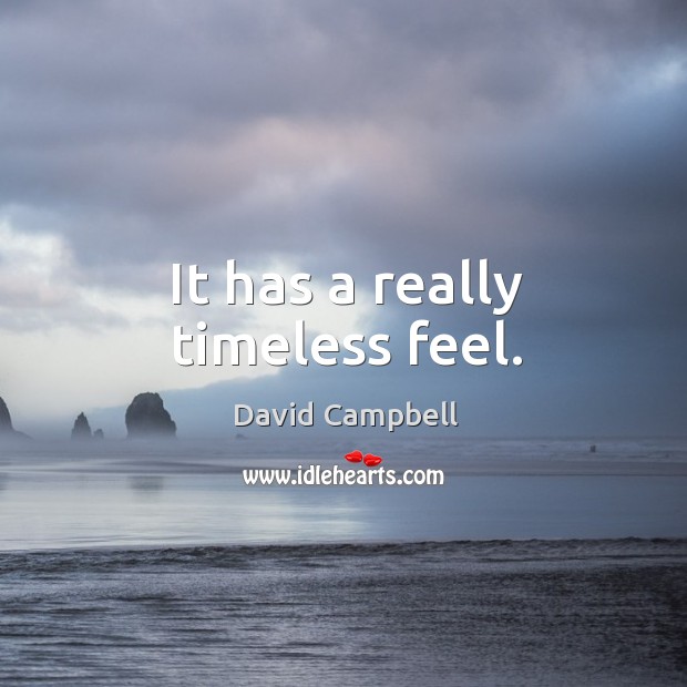 It has a really timeless feel. David Campbell Picture Quote