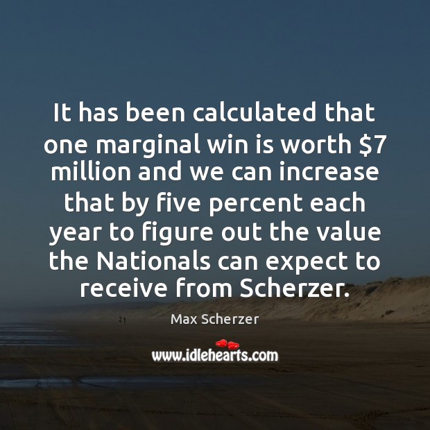It has been calculated that one marginal win is worth $7 million and Max Scherzer Picture Quote