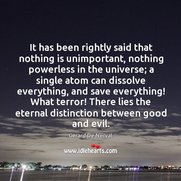 It has been rightly said that nothing is unimportant Gerard De Nerval Picture Quote