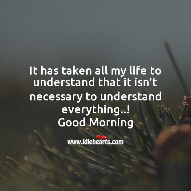 It has taken all my life to understand that it isn’t necessary Good Morning Quotes Image