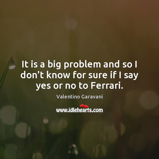 It is a big problem and so I don’t know for sure if I say yes or no to Ferrari. Valentino Garavani Picture Quote