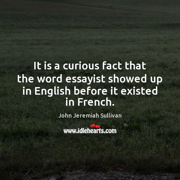 It is a curious fact that the word essayist showed up in Image