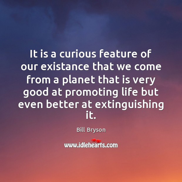 It is a curious feature of our existance that we come from Bill Bryson Picture Quote
