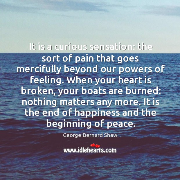 It is a curious sensation: the sort of pain that goes mercifully beyond our powers of feeling. Image