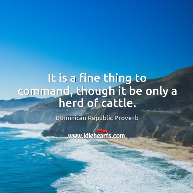 It is a fine thing to command, though it be only a herd of cattle. Image