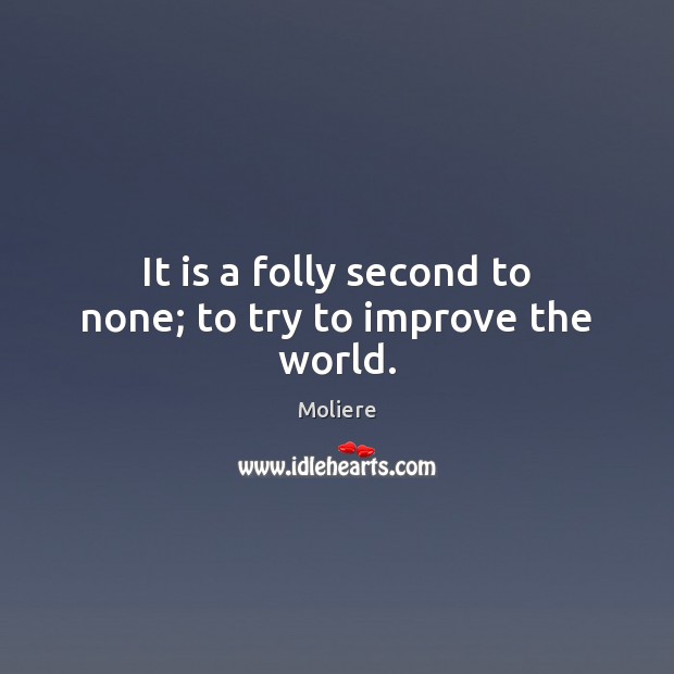 It is a folly second to none; to try to improve the world. Image