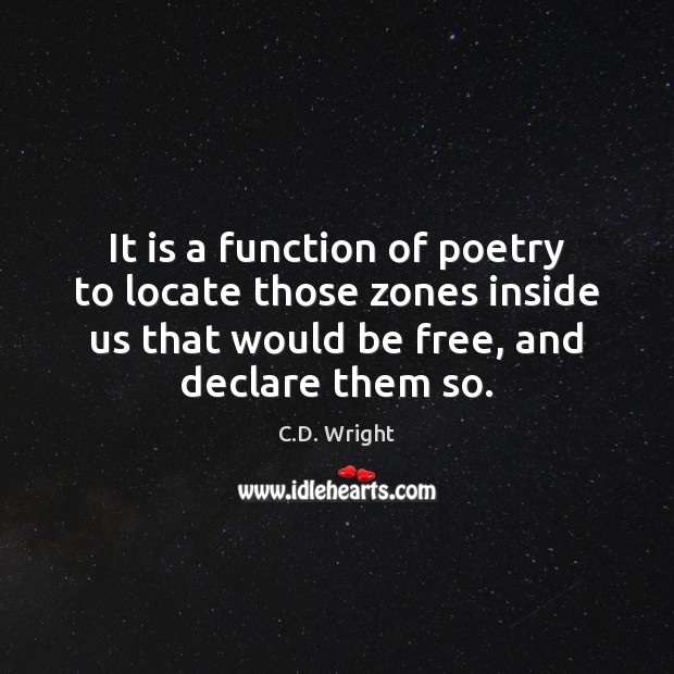 It is a function of poetry to locate those zones inside us 