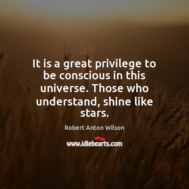 It is a great privilege to be conscious in this universe. Those Robert Anton Wilson Picture Quote