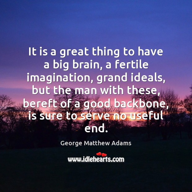 It is a great thing to have a big brain, a fertile George Matthew Adams Picture Quote