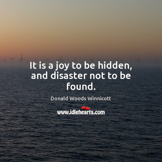 It is a joy to be hidden, and disaster not to be found. Image